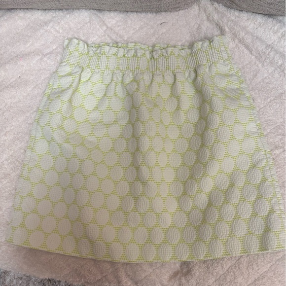 💚J CREW MINI SKIRT CASUAL COMFY PAPER BAG WAIST LIME GREEN & WHITE SZ 6💚 - Picture 3 of 13